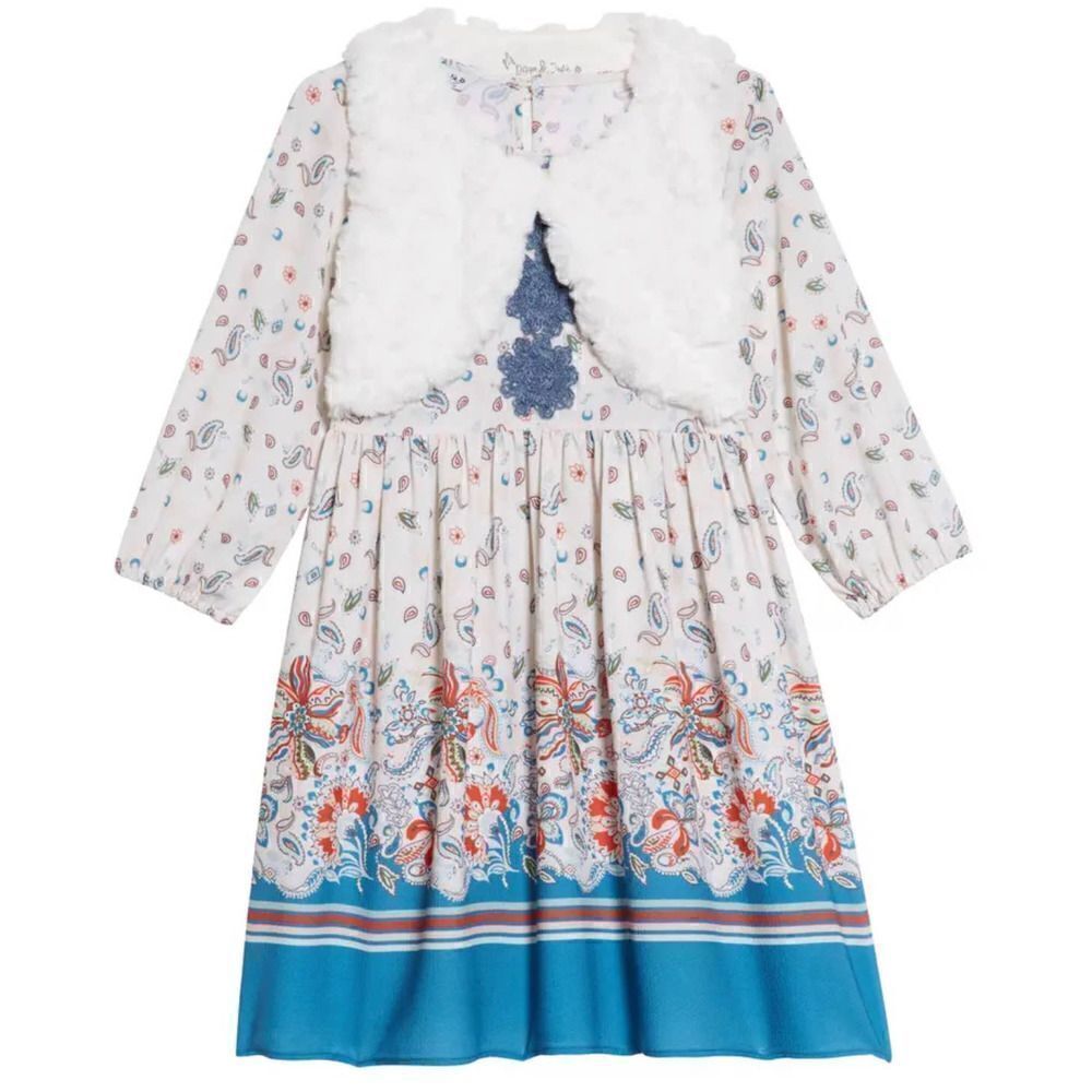 Pippa & Julie Boho Dress With Faux Fur Vest Size 2